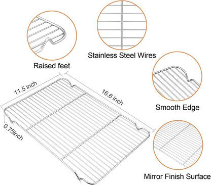 TeamFar Stainless Steel Baking Sheet, 17.6 x 13 x 1inch Half Baking Pan Cookie - Image 3