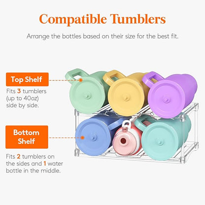 Lifewit Stackable Bottle Storage Organizer, Large Slot Water Bottle Tumbler Cup - Image 4