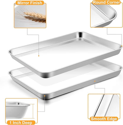 TeamFar Baking Pan with Rack Set, Stainless Steel Cookies Sheet Baking Tray Pan - Image 3
