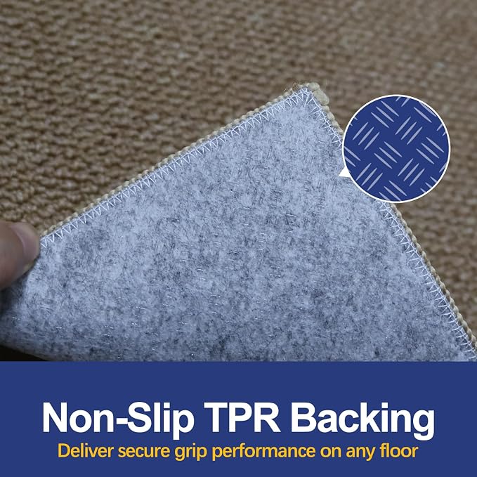 Dirt Trapping Door Mat 24x36, Taupe Faux Jute Entryway Rug | Low-Profile - Image 4