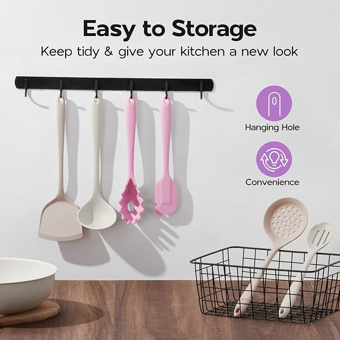 Onader Silicone Cooking Utensils Set, Heat Resistant Kitchen Gadgets Tools Set - Image 6
