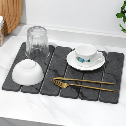 Small Stone Dish Drying Mat for Kitchen Counter, Foldable Water Absorbing - Image 8