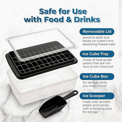 Ice Cube Tray with Lid And Bin for Freezer - Image 2