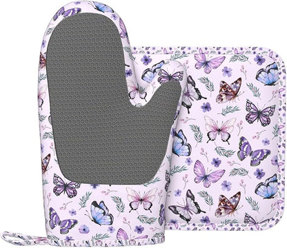 Butterflies Oven Mitts and Pot Holders Set, Cute Kitchen Accessories Heat by Nmbvcxz