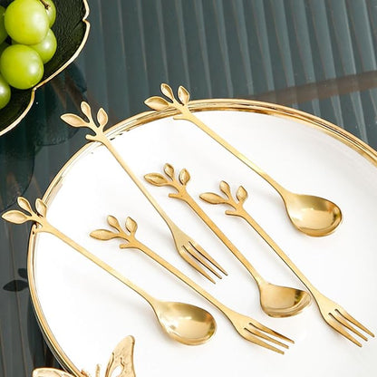 6PCS Coffee Spoons Set with Glass Holder, Small Stainless Steel Gold Tea Spoon - Image 4