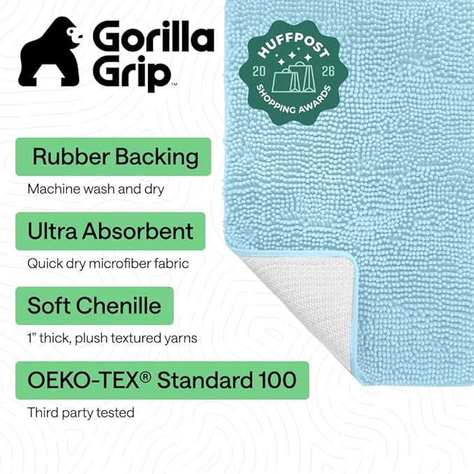 GORILLA GRIP Bath Rug Mat 36x24, Thick Soft Absorbent Chenille, Quick Dry - Image 2