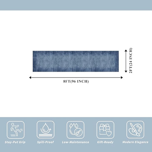 2x8 Washable Hallway Runner Rug – Non-Slip Modern Abstract Neutral Low-Pile - Image 2