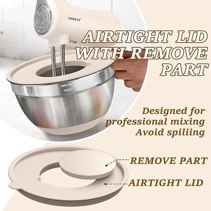 Umite Chef Mixing Bowls with Airtight Lids Set, Non-Slip Bottoms, 1.5QT - Image 6