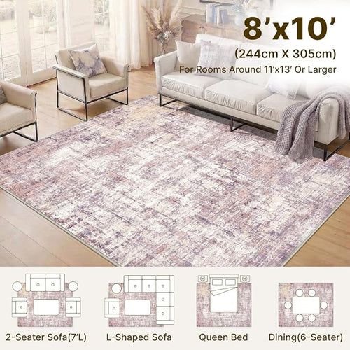 8x10 Area Rugs Washable Living Room Rug-No Slip Soft Carpets Modern Abstract - Image 2