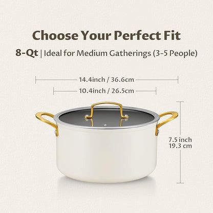 BEZIA 8 Quart Ceramic Stock Pot, Non Toxic Soup Pots - Image 2