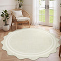 Area Rugs 5ft Living Room Washable Modern Rug, Neutral Beige Soft Non Slip Rugs by LORWER