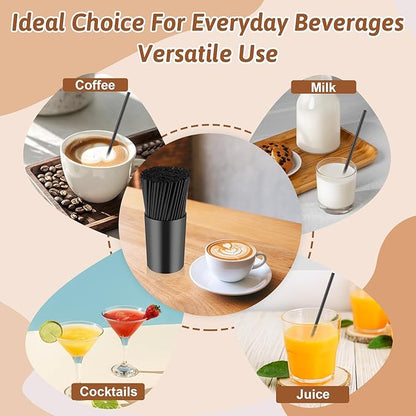 200 Pcs Black Coffee Stirrer Sticks and Holder Set 7 Inch Plastic Coffee Stir - Image 4