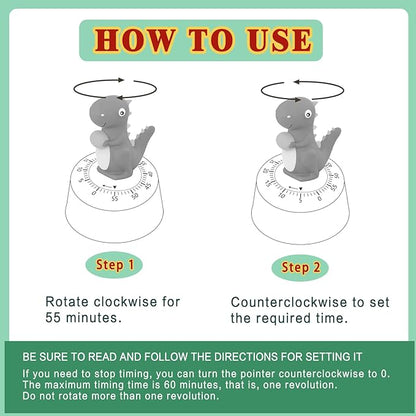 ELE DEPI 60 Minutes Mechanical Kitchen Timer, Cute Dinosaur Timer - Image 5
