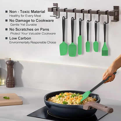 Silicone Spatula Set, 6 Pieces Food Grade Kitchen Utensils - Image 4