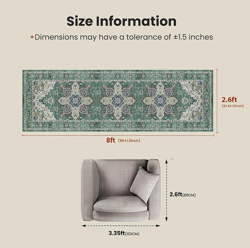AMADA HOMEFURNISHING 2'6"x8' Washable Area Rug, Low-Profile Entryway Rug - Image 2