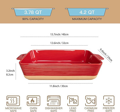 Dafuceramic Casserole Dish for Oven, 4.2 QT Baking Dish, 9x13 Large Porcelain - Image 2