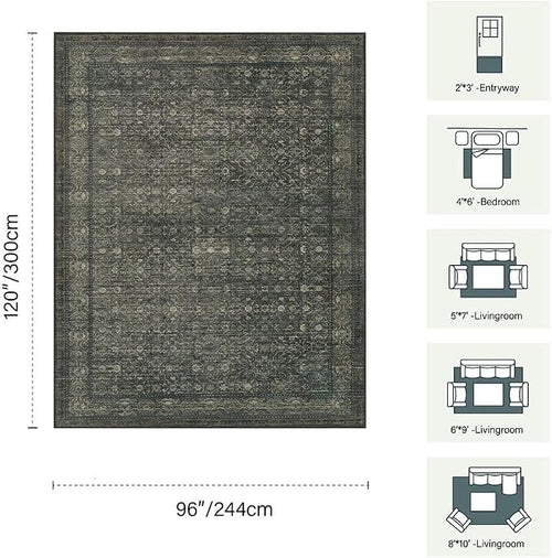 8x10 Washable Area Rug for Living Room, Extra Large, Durable Low Pile Non Slip - Image 2