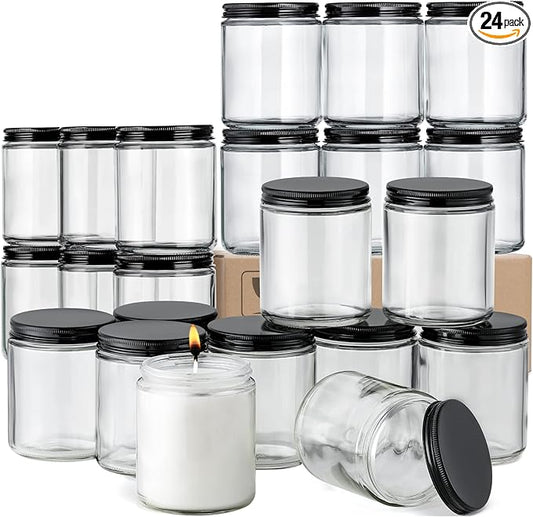 24 Pack, 8 OZ Thick Glass Jars by AOZITA