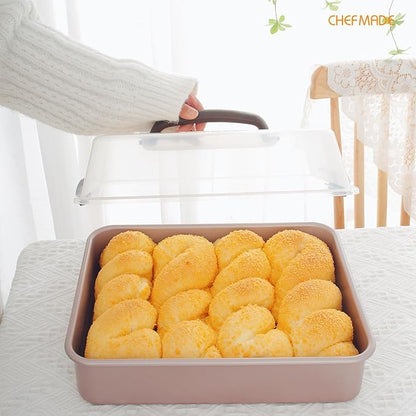 CHEFMADE Roasting Pan with Rack and Lid, 13-Inch Non-Stick Rectangular Deep - Image 3