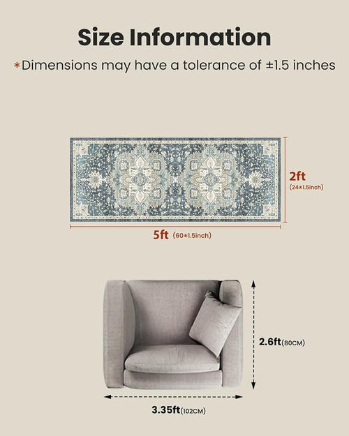 AMADA HOMEFURNISHING 2x5 Washable Runner Rug, Low-Profile Kitchen Rugs - Image 2
