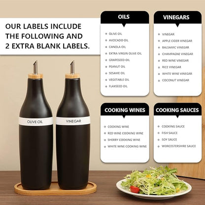 HOMCDALY Olive Oil and Vinegar Dispenser Set, Two 16oz Ceramic Oil Dispenser - Image 6