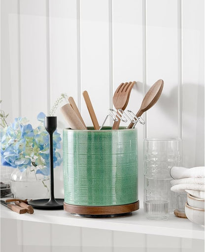 Utensil Holder, 360° Rotating Extra Large Ceramic Kitchen Utensil Holder - Image 8