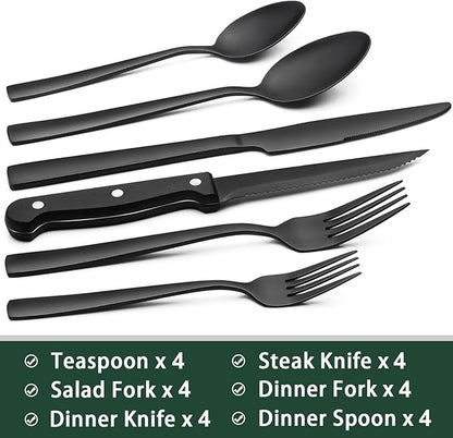 EWFEN 24-Piece Black Silverware Set - Image 2