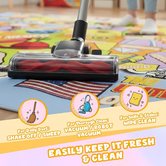 Educational USA Map Area Rug 5x7, Playroom Bedroom Classroom Rug - Image 6