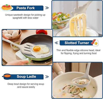 TeamFar Silicone Cooking Utensils, Kitchen Tools Spatula Turner Ladle Spoon - Image 5