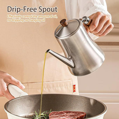 18/8 Stainless Steel Olive Oil Dispenser 1200ml/40.5oz Drip-Free Pouring Oil - Image 4