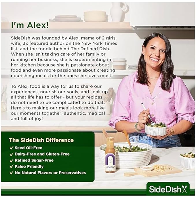 SideDish Apple Cider Vinaigrette (Pack of 3) - Seed Oil, Dairy & Gluten Free Salad Dressing w/Avocado Oil - Refined Sugar Free, All-Natural Ingredients - Paleo-Friendly Dip, Glaze & Marinade