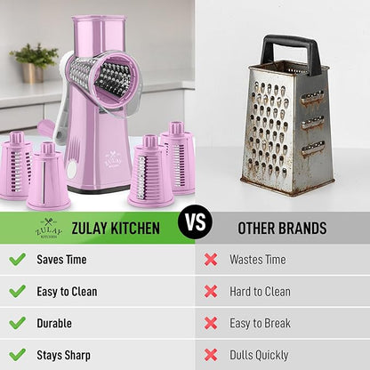 Zulay Kitchen Rotary Cheese Grater 5 Blade Cheese Shredder - Image 2
