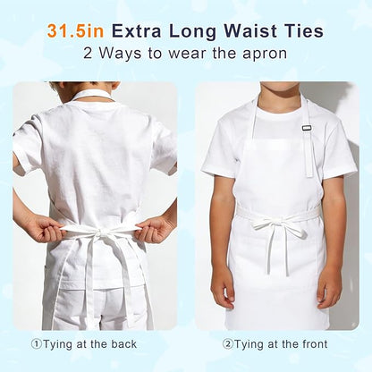 Kids Apron and Chef Hat Set, 16 Pieces Boys Girls Kids Apron - Image 3