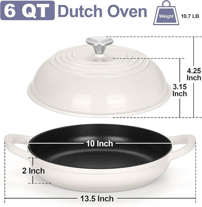 TeamFar Cast Iron Bread Dutch Oven, 6 Qt Enameled Dutch Oven Pot - Image 2
