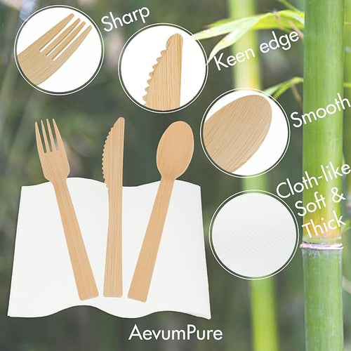 AevumPure 30 Sets Bamboo Cutlery - Image 2