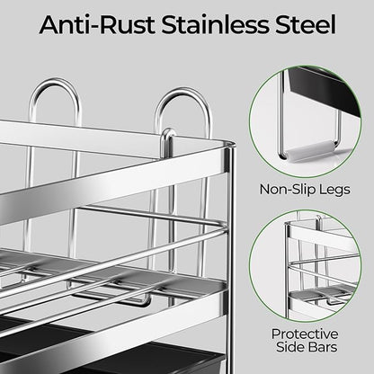 Large 2 Tier Dish Drying Rack, Extendable Dish Rack, Stainless Steel Anti-Rust - Image 4