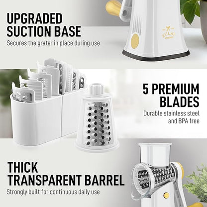 Zulay Kitchen Rotary Cheese Grater 5 Blade Cheese Shredder - Image 7
