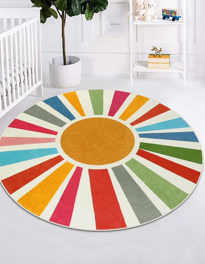 STARUIA Boho Washable Rug 5 Ft Round Area Rug by STARUIA