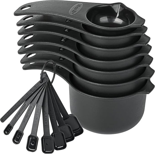 Measuring Cups and Spoons Set 15, Metric & US 7 Measure Cups & 7 Measure Spoons by Smithcraft