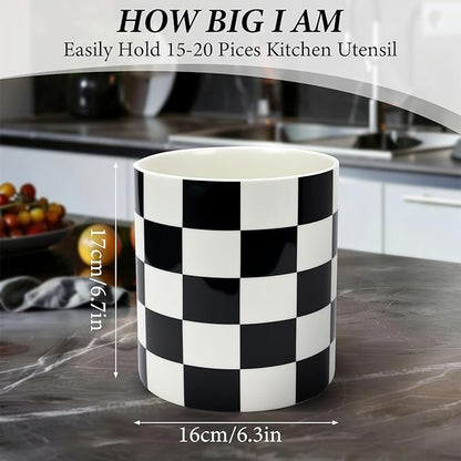 Utensil Holder for Kitchen Counter 7.2" Ceramic Utensil Holder Deep and Stable - Image 4