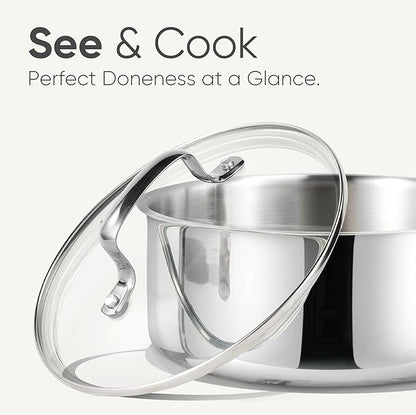 CAROTE 1.5Qt Stainless Steel Saucepan, Non-Toxic 3-Ply Stainless Steel Cookware - Image 4
