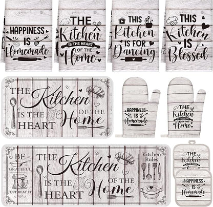 Fourluoo 10 Pcs Farmhouse Kitchen Decor and Accessories Set 4 Kitchen Towels 2 by Fourluoo