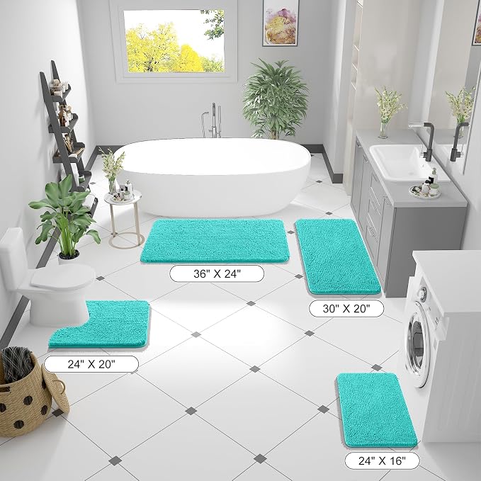 OLANLY Bathroom Runner Rugs 59x20, Extra Soft Absorbent Chenille Bath Rugs - Image 2