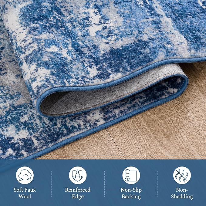 Rugflix 5x7 Area Rugs for Living Room, Washable Large Rug Stain-Resistant Low - Image 7
