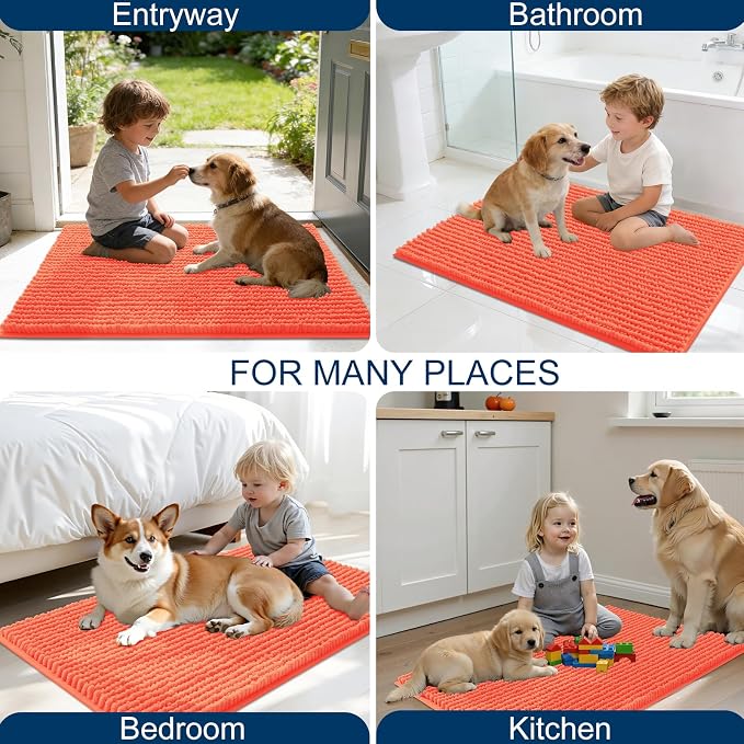 OLANLY Dog Door Mat for Muddy Paws 44x24, Ultra Absorbent Chenille Mud Doormat - Image 8