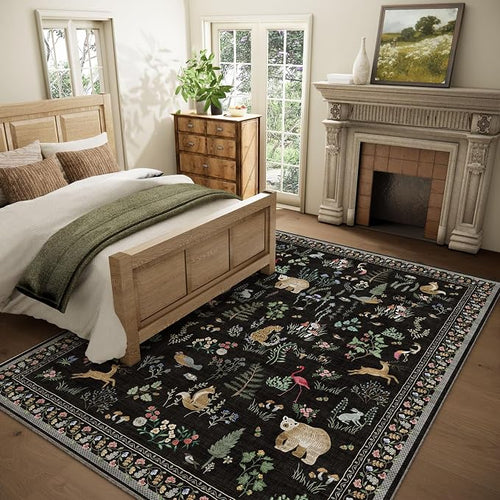 6x9 Area Rugs for Living Room: Washable Rug Vintage Rugs Stain Resistant Non - Image 2