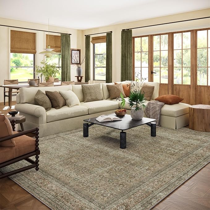 Washable Area Rugs for Living Room: 9x12 Bedroom Rug Boho Vintage Rugs Stain by palohom