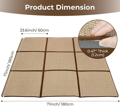 71'' x 71'' Large Japanese Tatami Mat, 0.47'' Thickness Foldable Rattan - Image 2