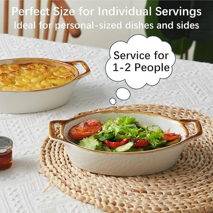 ONEMORE Au Gratin Baking Dish Oval Ceramic White Small Casserole Dish Oven Safe - Image 3