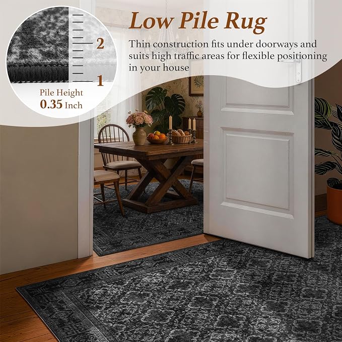 LIANLAM 8x10 Washable Area Rug, Vintage Boho Traditional Pattern, Non-Slip - Image 7